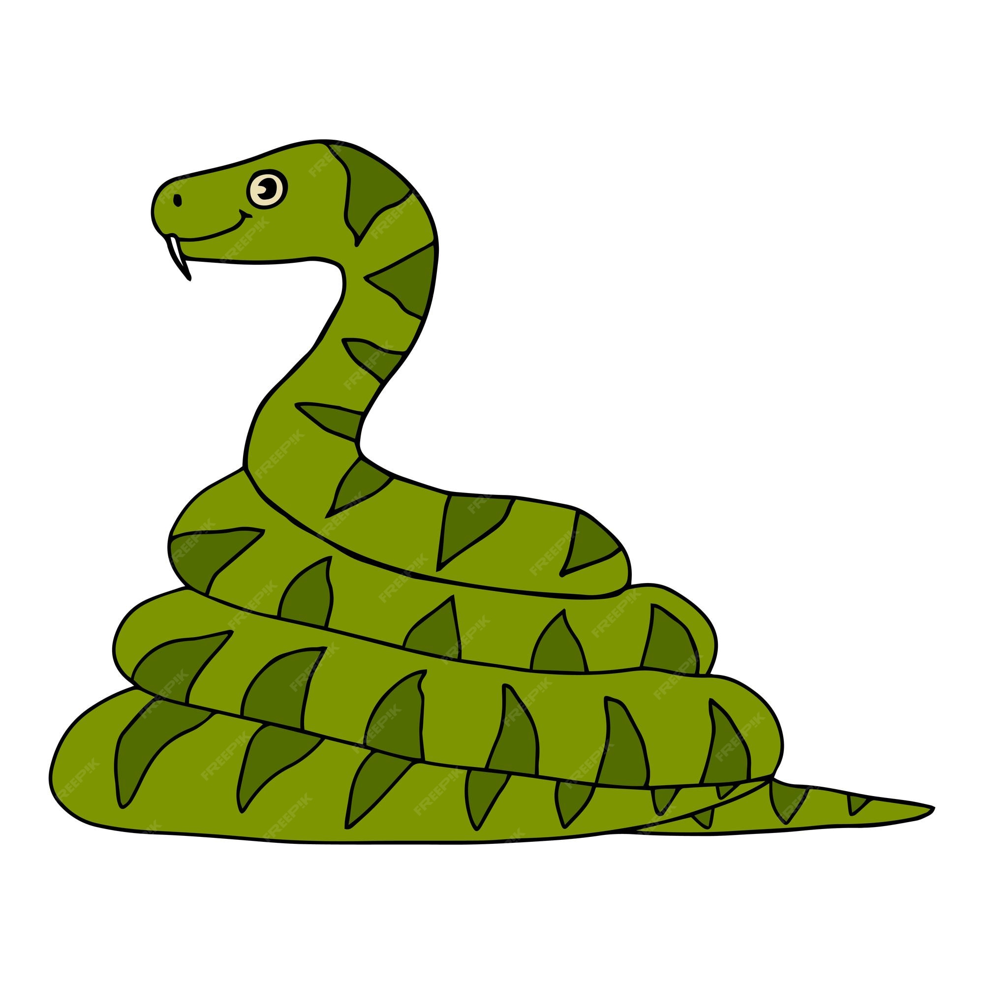 Cobra de desenho animado bonito em estilo simples infantil isolado