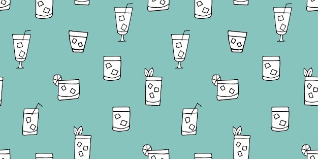 cocktail beber o padrão padrão sem costura o padrão bebidas deliciosas cores brilhantes retro