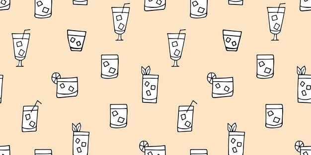 cocktail beber o padrão padrão sem costura o padrão bebidas deliciosas cores brilhantes retro