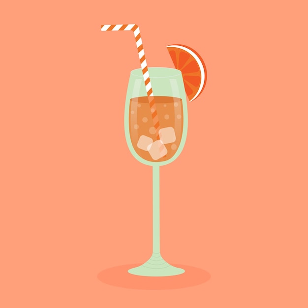 Cocktail de laranja com palha de gelo e fatia de laranja bebida refrescante de verão tropical