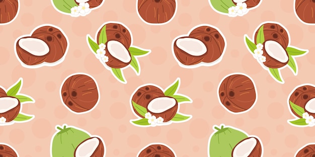 coco padrão de coco sem costura frutas tropicais óleo de coco polpa de coco para publicidade