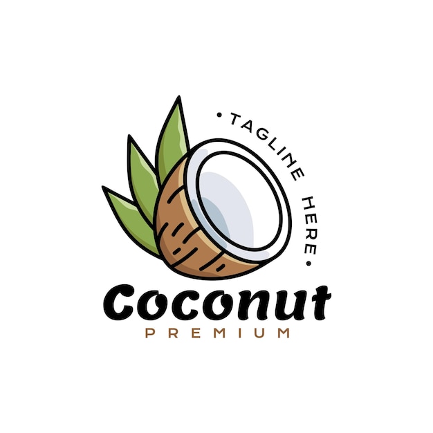 Vetor coconut icon logo premium split coco