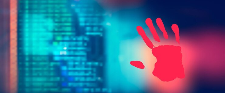 Vetor código binário digital em violação de dados de fundo vermelho escuro