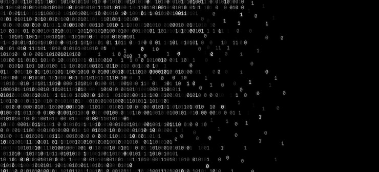 Vetor código de programação de software de dados binários brancos em fundo preto fonte digital de tecnologia financeira ilustração vetorial