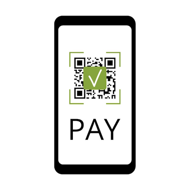 Código Qr no ecrã do telefone Banner vetorial simples para informações de pagamento