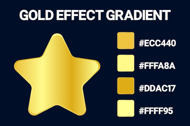 Vetor códigos de cores de gradientes metálicos de gradientes de ouro amarelo