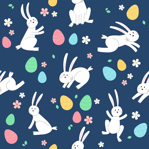 Coelhinho da Páscoa padrão moderno Coelhos de férias minimalistas com ovos