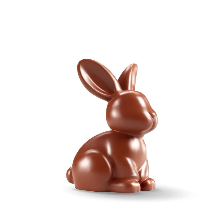Vetor coelhinho de páscoa de chocolate castanho 3d isolado