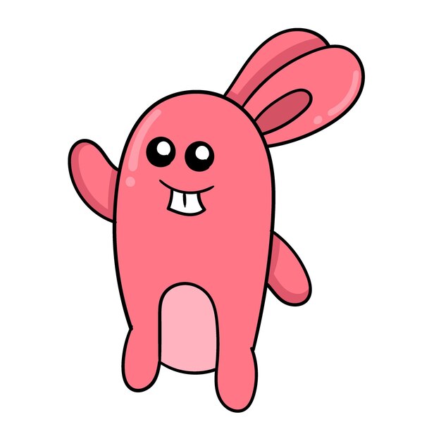 Coelhinho vermelho em pé imagem de ícone de rabisco fofo kawaii