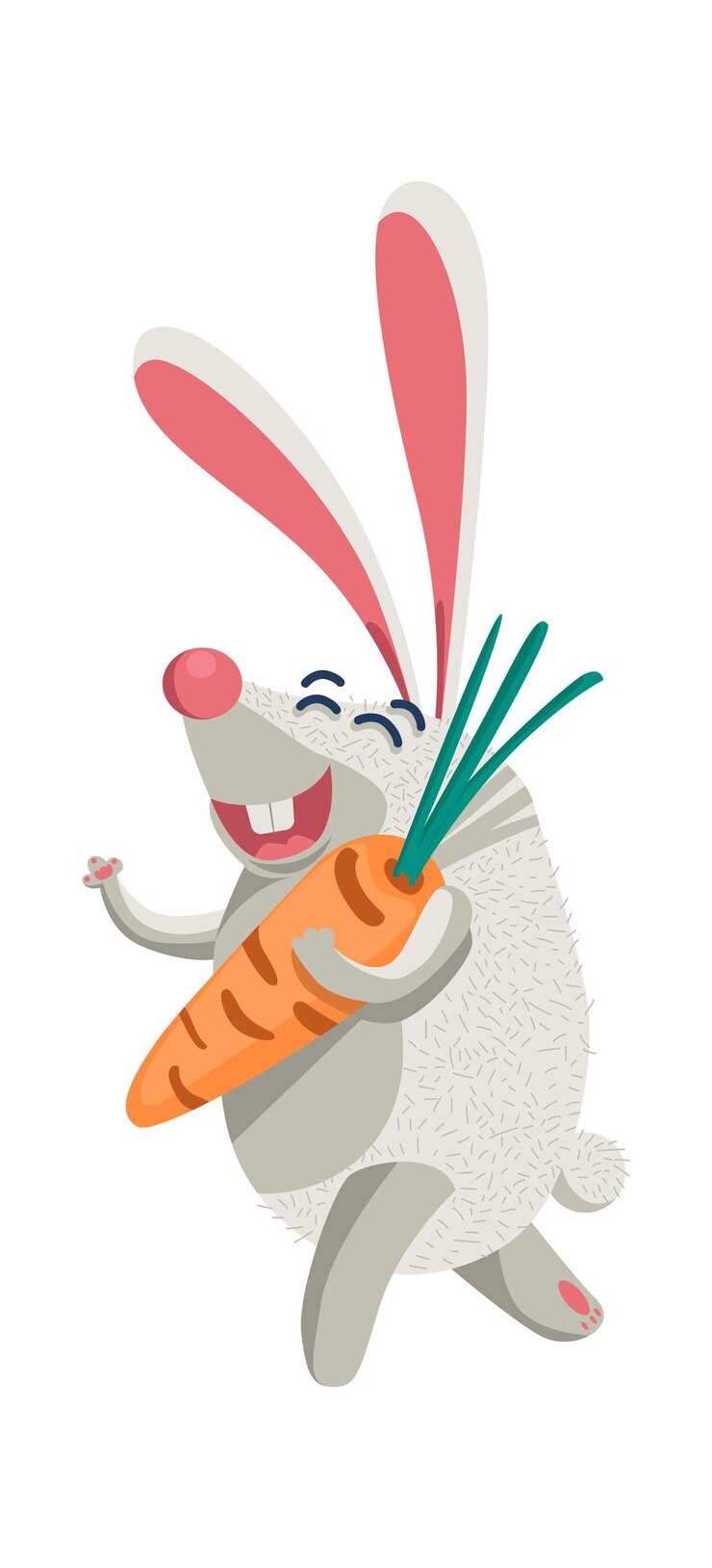 Vetor coelho animal dos desenhos animados com ilustração vetorial de cenoura