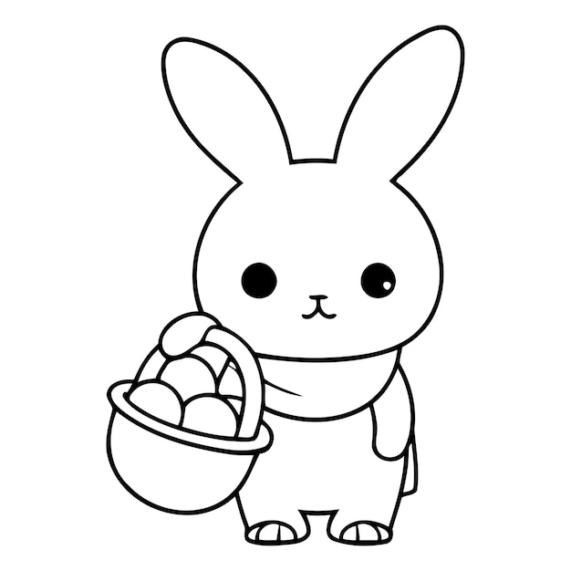 Vetor coelho com ovo personagem de desenho animado bonito ilustração vetorial