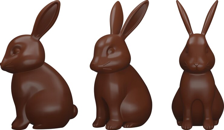 Vetor coelho de páscoa de chocolate isolado coelho de chocolate 3d