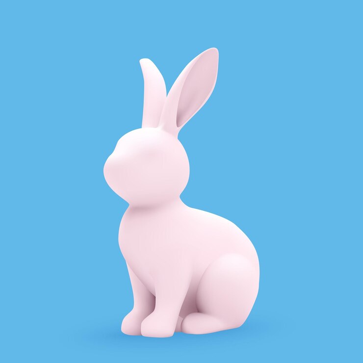 Vetor coelhos decorativos 3d para design de páscoa