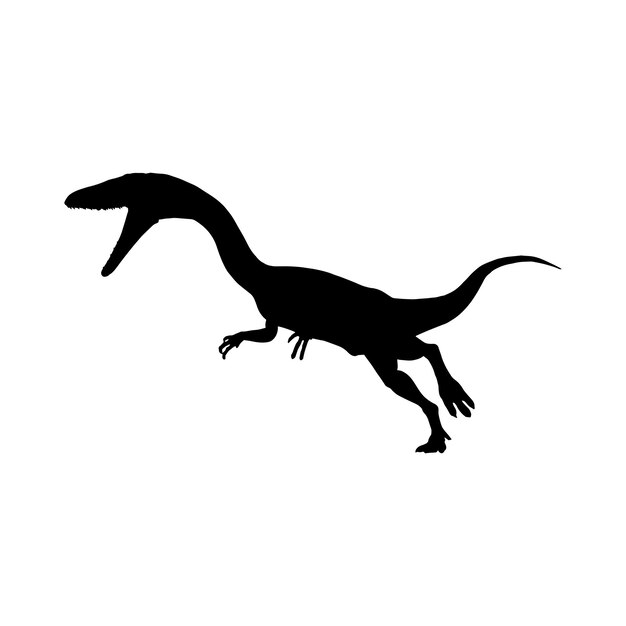 Vetor coelophysiss theropoda dinossauro ilustração vetorial da silhueta da criatura pré-histórica