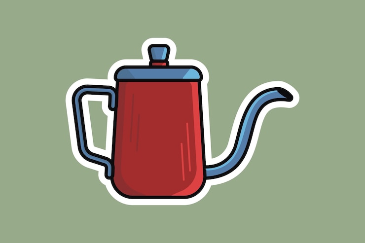 Vetor coffee dripping kettle sticker ilustração vetorial conceito de ícone de objeto de alimentos e bebidas