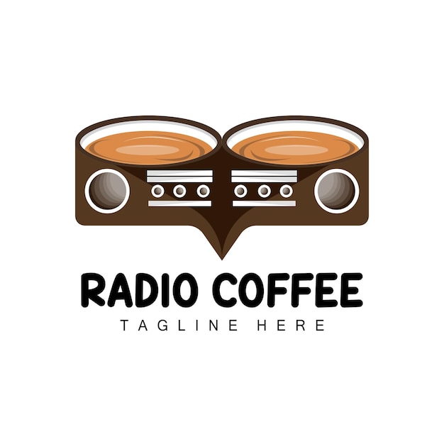 Coffee radio logo podcast radio design ícone de café coffee cafe logo produto marca vetor