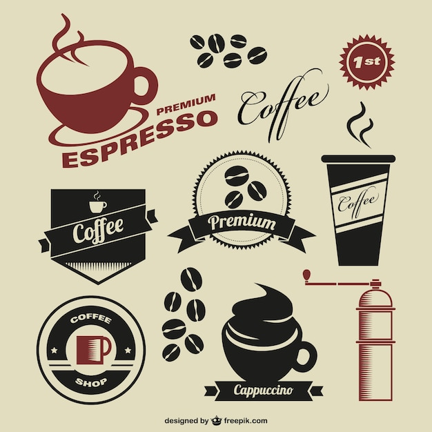 Coffee shop símbolos do vintage