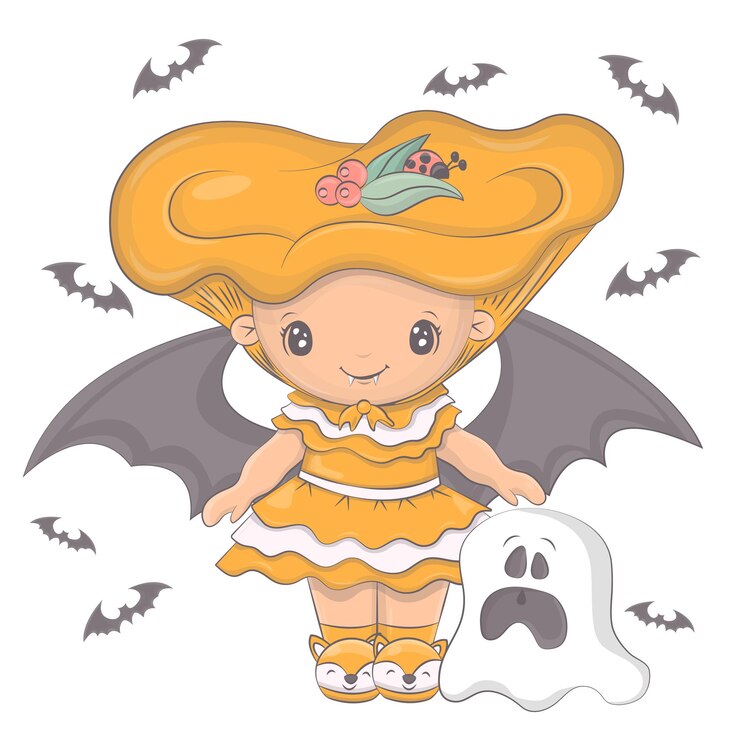 Vetor cogumelo de halloween com um fantasma. ilustração em vetor de personagem de halloween.