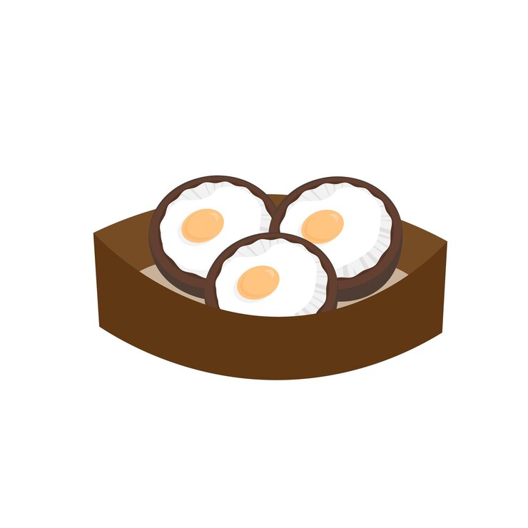 Vetor cogumelos fritos da culinária asiática com ilustração vetorial de ovo