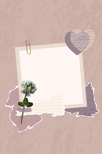 Colagem de bandeiras vetoriais de papel rasgado antigo e flores estilo retro de tendência Flor retro de papel rasgada