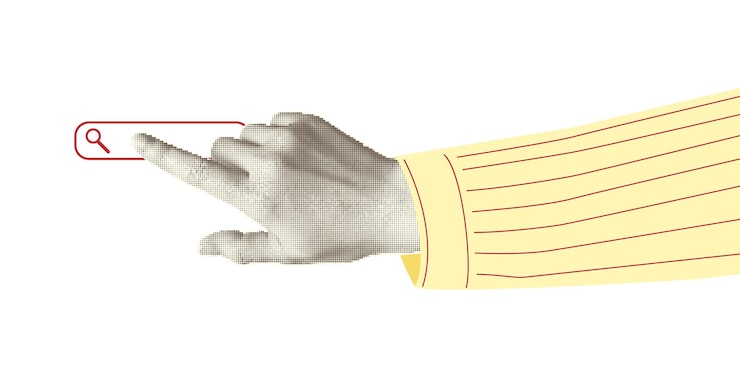 Vetor colagem de elementos de meio-tono com mãos apontadas e botões de rabiscos dedos gesto toque clique toque cortar formas moderno vintage design de moda objeto isolado em branco ilustração vetorial