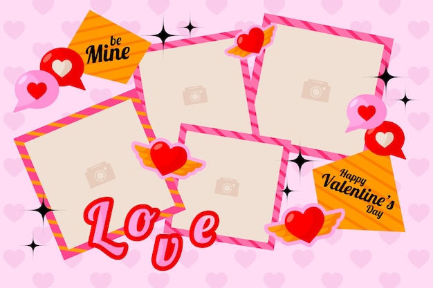 Colagem plana de amor para o dia dos namorados