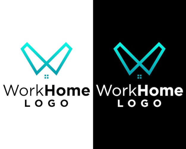 Vetor colar de trabalhador com monograma letra w e design de logotipo de janela de casa