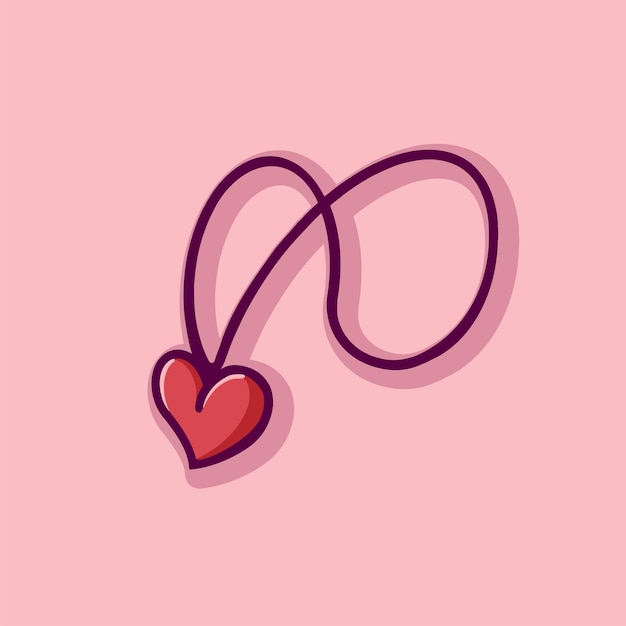 Colar rosa ilustração vetorial do coração de valentine