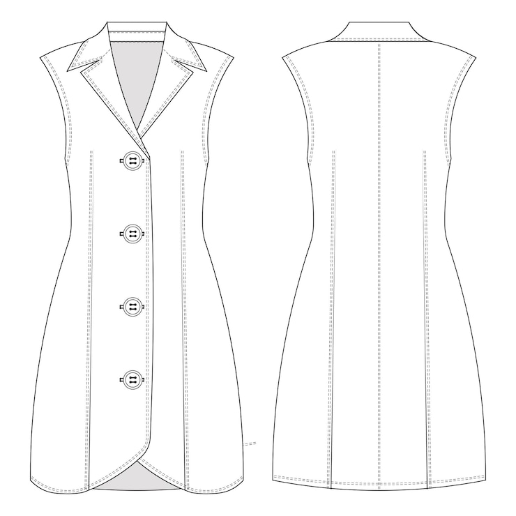 Vetor colar v pescoço botão sem mangas princesa dart mini curto uma linha bodycon casaco vestido colete temp