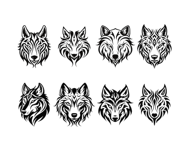 Cole??o de designs de ilustra??o de lobo