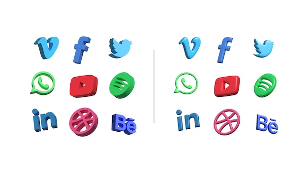 Coleção 3d icon pack de mídia social