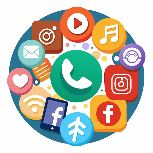 Coleção abrangente de ícones de mídia social Ilustração vetorial