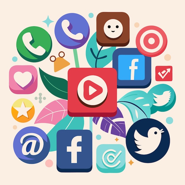 Coleção abrangente de ícones de mídia social Ilustração vetorial