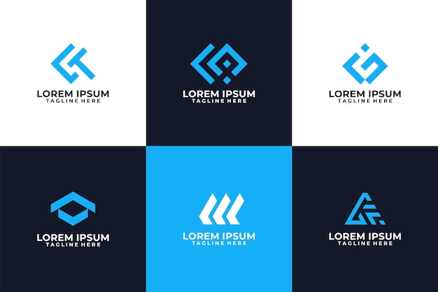 Vetor coleção abstrata de logotipos azuis exclusivos