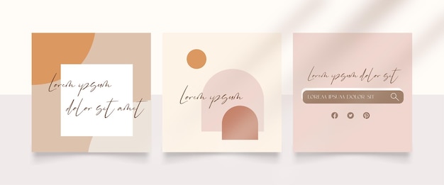 Coleção abstrata de postagens do Instagram em estilo minimalista