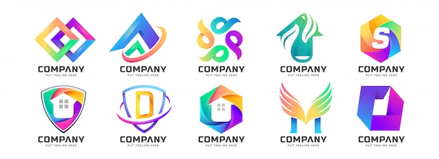 Coleção abstrata logotipo colorido para empresa