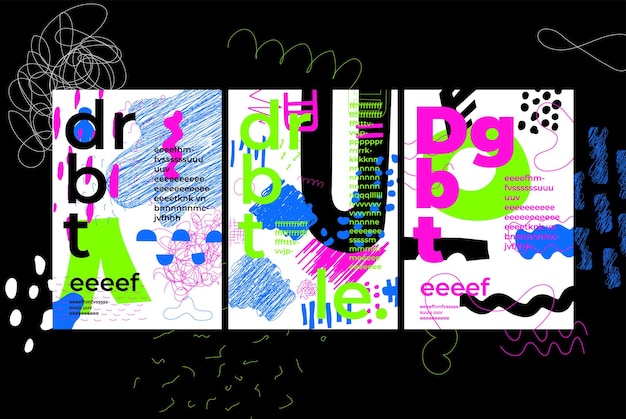 Coleção artística única na moda de formas abstratas de pôsteres em técnica artesanal Você precisa de apenas alguns minutos para criar seu próprio design para o Instagram Stories Folheto da revista Billboard