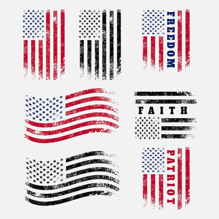 Vetor coleção bandeira americana angustiada