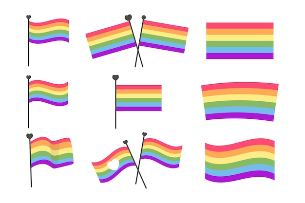 Coleção bandeira de orgulho estilo plano