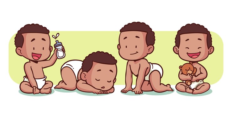 Vetor coleção bebê preto desenhada à mão