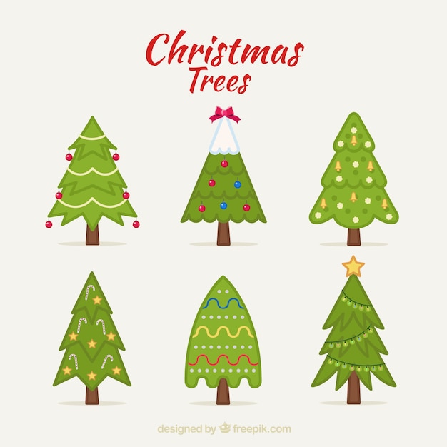 Vetor coleção bonito de árvores de natal