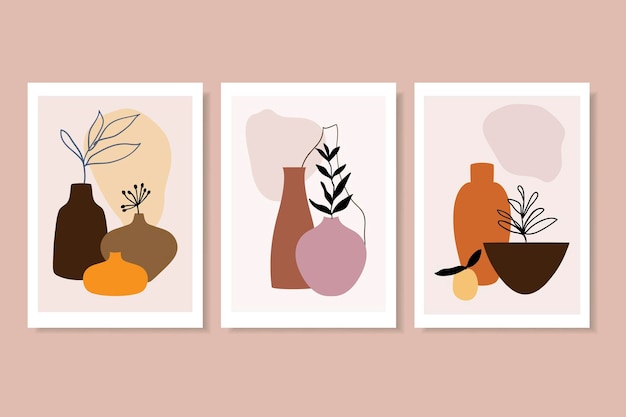 Coleção botânica de arte abstrata de parede