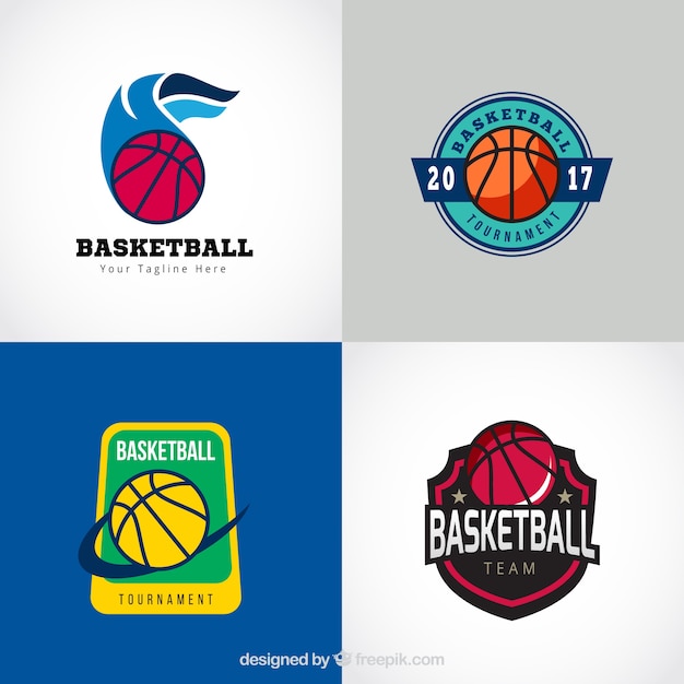 Vetor coleção clássica do logotipo do basquetebol