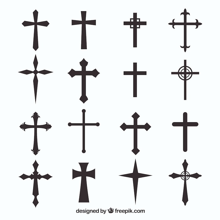Vetor coleção cruzada de silhouette christian