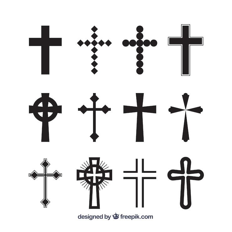 Vetor coleção cruzada de silhouette christian