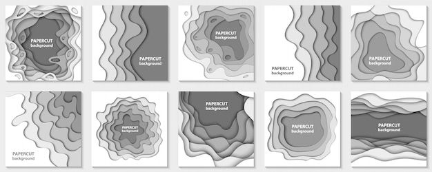Coleção de 10 fundos com corte de papel branco