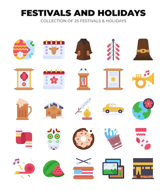 Coleção de 25 festivais e feriados Uma celebração vibrante de cultura e tradições