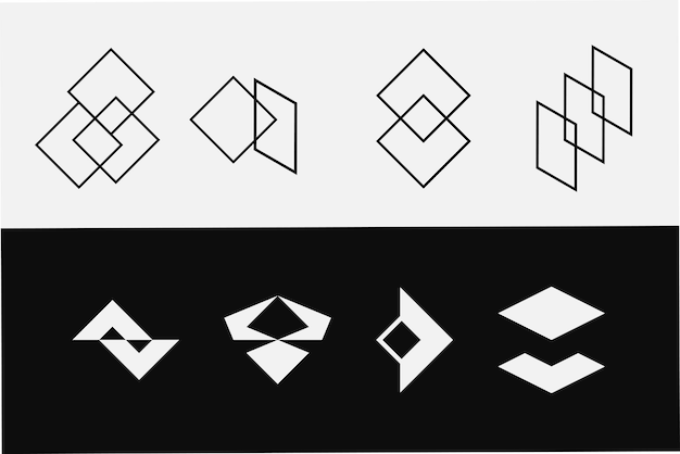 Coleção de 8 conceitos de design de logotipo geométrico abstrato exclusivo para branding