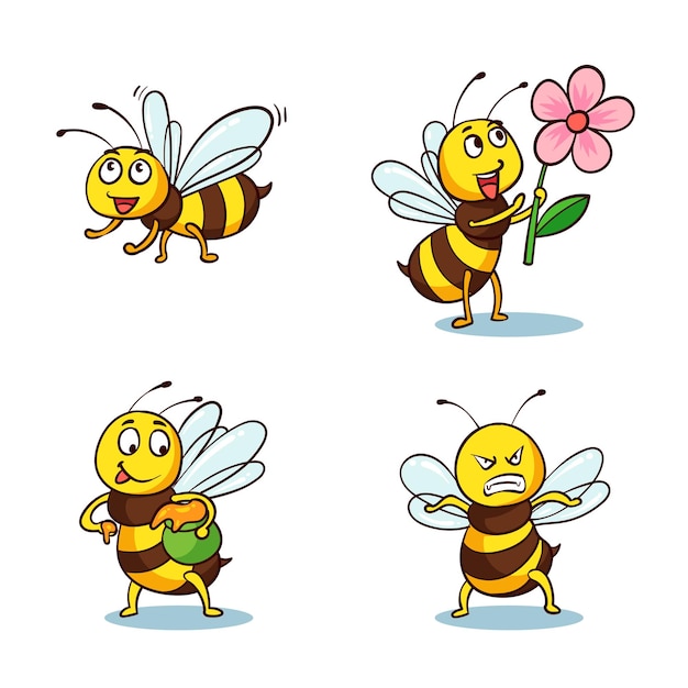 Coleção de abelhas desenhadas à mão 1