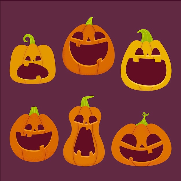 Coleção de abóbora de halloween desenhada à mão